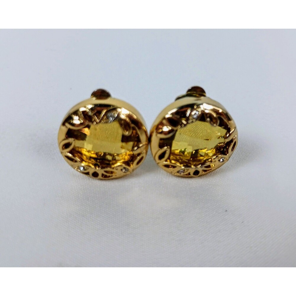 Vintage Clip On Earrings Faceted Faux Green Tourmaline 1950s 1960s